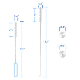 RUNNING-WATER Straw Cleaner Brush Set, 3-Piece Extra Long Colorful Straw Cleaning Brush for Tumbler, Water Bottle, Sippy Cup and Pipes, Tubes or Some Hard-to-Reach Areas(Pink+Blue+Clear)