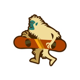 Die Cut Sticker Yeti, Snowboarding, Geometric, Contour Vinyl Sticker 3 to 6 inches, (Waterproof Decal for Cars, Water Bottles, Laptops, Coolers), Large