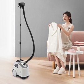 Professional Steamer for Clothes, Heavy-Duty Commercial Garment Steamer 1500W Powerful Standing Garment Steamer with Wheels, 3L Water Tank for 90min Steaming, 45s Fast Heat-up