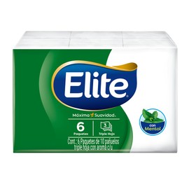 Elite Pañuelos Mentol 3 Hojas 6 Paquetes de 10 Piezas