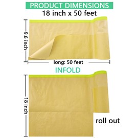 NETEHA 1 Roll 18inch x 50feet Tape and Masking Paper, Paint Adhesive Protective Paper Roll for Painting Protection Covering, Car Auto Body and Wall Covering Skirting