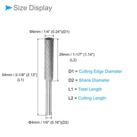 CoCud Tungsten Carbide Rotary Burrs File, 4mm Shank 6mm Dia, Single Cut Cone Cylinder Rotary Burrs Tool - (Applications: for Metal Carving)
