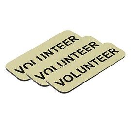 Volunteer 1 x 3" Name Tag, Brushed Gold (3 Pack)