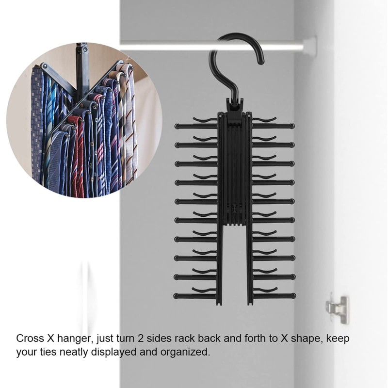 HAOHIZE Black Tie Holder, Adjustable Cross X Tie Rack, Belt,