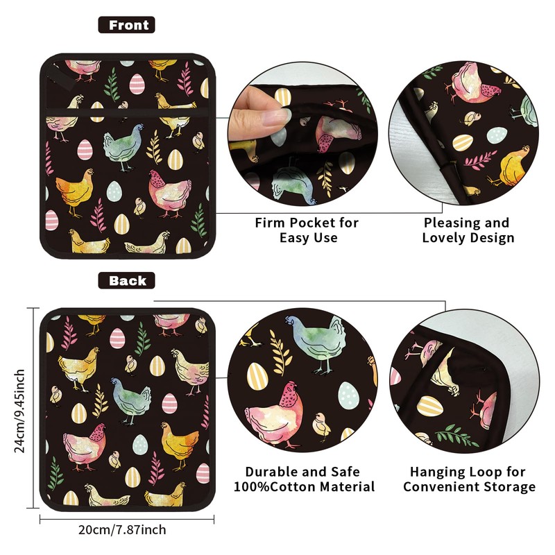 FREEBLOSS 2Pcs Rooster Pattern Pot Holders for Kitchen Cotton Potholder
