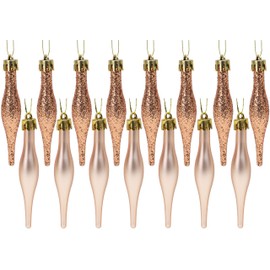 Christmas Concepts Pack of 15-8.5cm Rose Gold Droplet Baubles - Matte & Glitter Design - Christmas Baubles