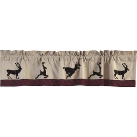 VHCBS Rustic & Lodge Kitchen Window Wyatt Tan Deer Curtain, Valance 16x72