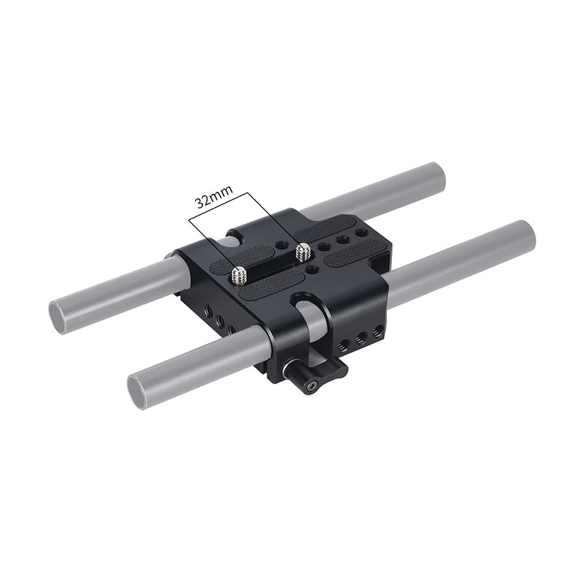 NICEYRIG Dual 15mm Diameter Rod Clamp Base Plate with 1/4"