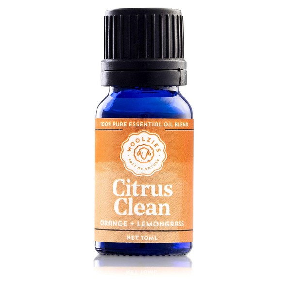 Woolzies 100% Pure & Natural Citrus Clean Essential oil Blend 10 ML |Orange & Lemongrass Therapeutic Grade Oil Blend | Use with Wool Dryer Balls or Oil Diffuser
