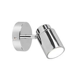 meineWunschleuchte Bathroom Wall Spotlight 1-Bulb Silver Chrome Swivelling IP44
