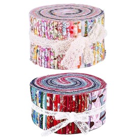 72 Pieces Jelly Fabric Roll 2.5 Inch Roll up Fabric Quilting Strips Floral Printed Craft Fabric Bundle Precut Patchwork with Assorted Patterns