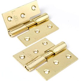 Brass Rising Butt Door Hinges Left Handed Steel 75mm/ 3-Inch Rising Butt Hinge Folding Door Hinge Folding Butt Door Hinges for Internal External Doors Solid Doors Square Corners 1 Pair (2 Pieces).