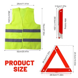 NLONLL 2 In 1 Warning Triangles for Cars Emergency Triangle with Reflective Safety Vest Kit Car Emergency Warning Triangle Foldable Breakdown Triangle for Travel Roadside Breakdown with Storage Case