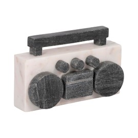 Sagebrook Home 8" Marble Boombox Decorative Object -White and Black