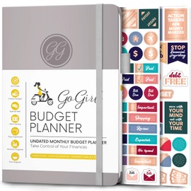 GoGirl Budget Planner – Monthly Financial Planner Organizer Budget Book. Expense Tracker Notebook Journal to Control Your Money. Undated – Start Any Time, 13.5x19cm, Lasts 1 Year – Grey