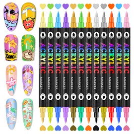 TEIHWAL 24 Colors Nail Art Pens Set, Nail Polish Pens, Quick Drying Long Lasting Acrylic Paint Markers for Nail Art Design at Home & Salon