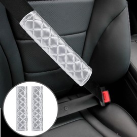 Amooca Car Seat Belt Cover Soft Fiber Leather Cool Seatbelt Shoulder Pad Cushions 2PC for a More Comfortable Driving Universal Fit for Auto and Backpack Silver