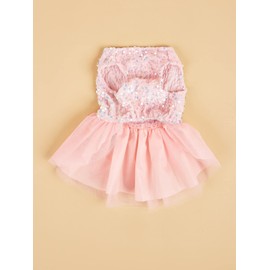 QWINEE Bow Decor Dog Dress Cute Puppy Dress Skirt Tutu Bling Princess Cat Dress Summer Birthday Party Pet Dress for Small Medium Large Dogs Cats Kitten Girls Pink XS