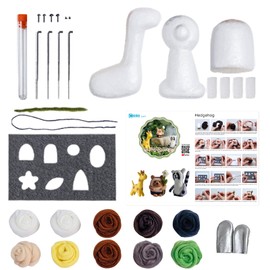 Needle Felting Beginner kit - Wool for Felting Cute Animals Kit Instruction Arts and Crats Easy Funny Family Project Included 3 in 1 Giraffe Racoon Hedgehog Needle Felting Starter