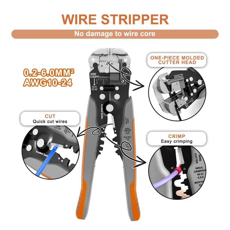 Yumkiyi Wire Stripper and Crimping Tool Kit,AWG 24-10 Automatic Stripper