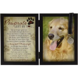 Pawprints Left by You Memorial Gifts Black Dog Memorial Picture Frame With Poem Engravable Tag For Pet Loss Sympathy