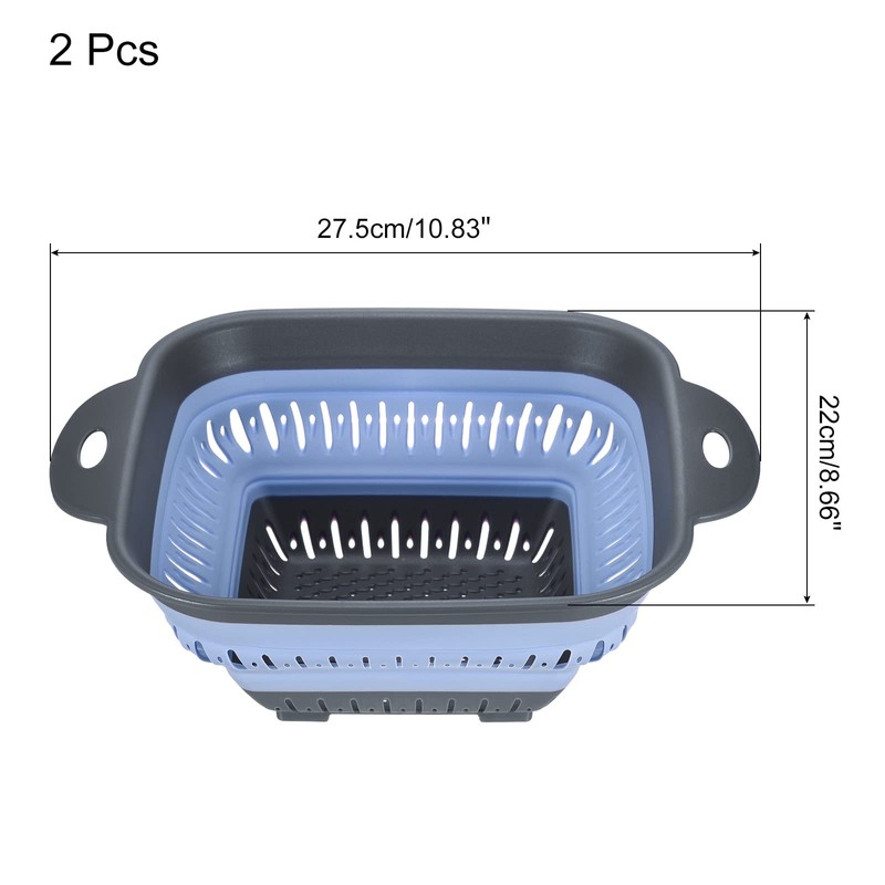 sourcing map Collapsible Colander Set 2pcs, 3-Quart Square Collapsible Strainers
