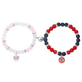 Qehyuelefu 2 PCS Spider Friendship Bracelets Matching Couple Bracelets Long Distance Bracelets Cute Magnetic Bracelet for Him and Her Love Best Friends Relationship Birthday Jewelry Gifts
