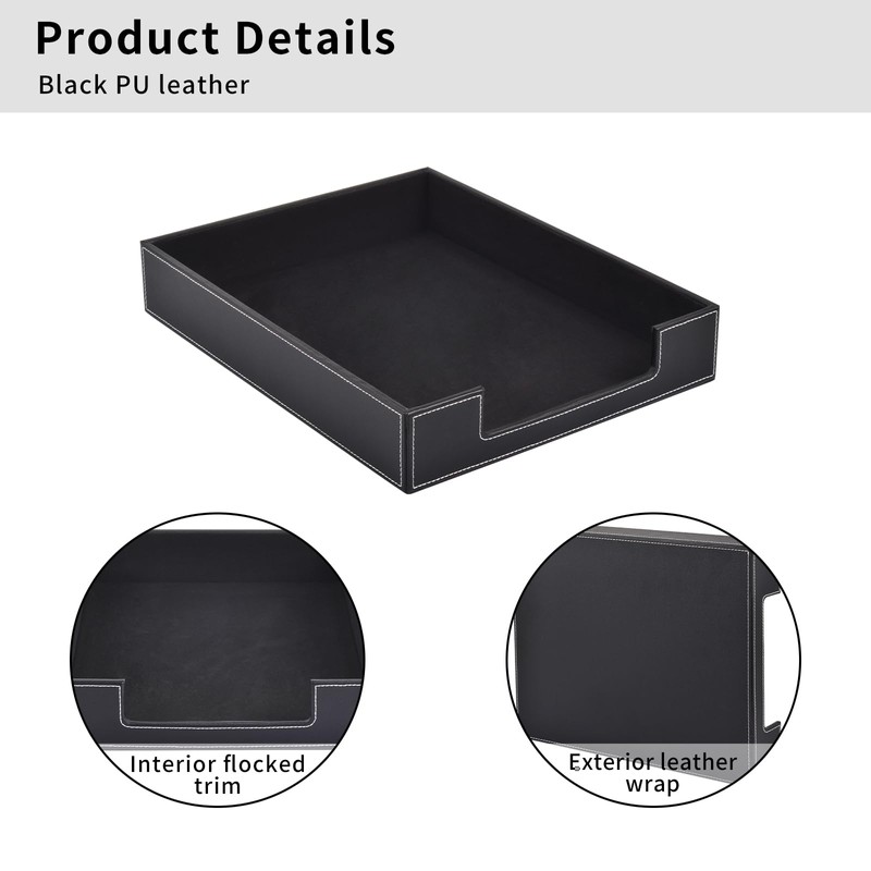 Leather 1-Layer Letter Tray Stackable File Document Tray,A4 Paper Case