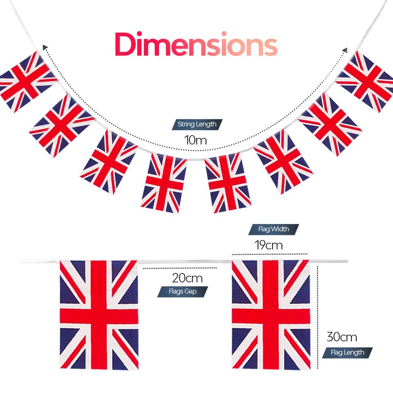 KandyToys Union Jack Flag Bunting - 5 Metres - 10