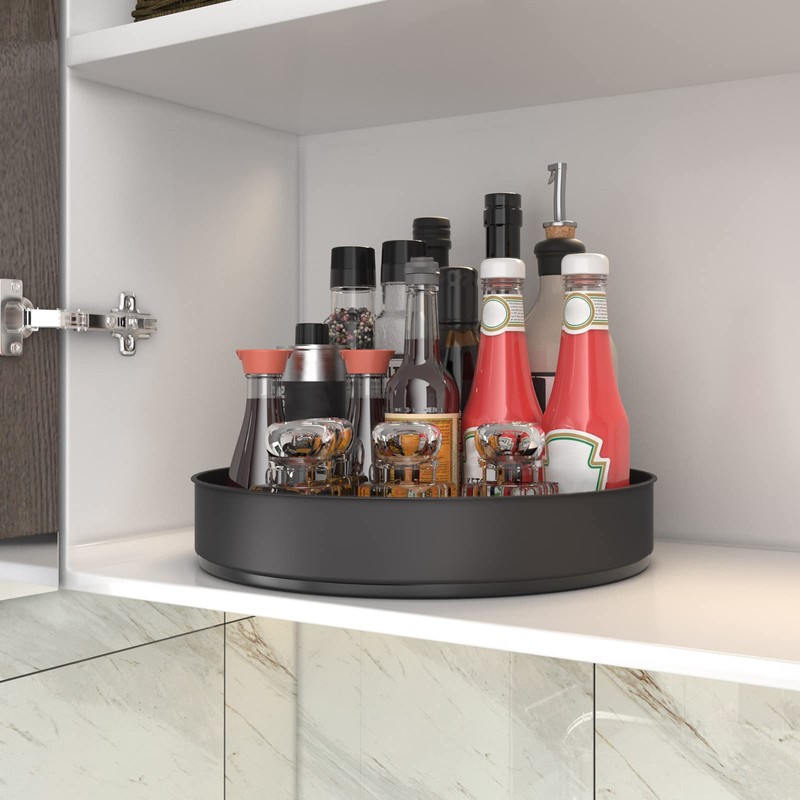 VAEHOLD Lazy Susan Stainless Steel Black Spice Rack Turntable for