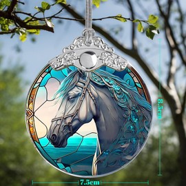 Jocidea Horse Ornament Glass, Modern Ornament for Christmas, Birthday, Thanksgiving Decorations and Gifts