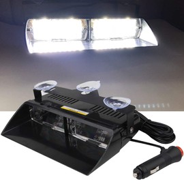 yifengshun 16 LED Emergency Headlight with Suction Cups 12V High Brightness Strobe Light for Trucks/Trailers/Inner Roof/Windshield/Dashboard/Law Enforcement (White)