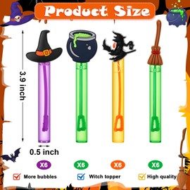 24 Pcs Witch Party Favors Bubble Wands Bulk Halloween Mini Bubble Wands for Witch Halloween Themed Birthday Cosplay Party Supplies Prizes Goodie Stuffers Gifts