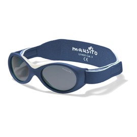Mausito Baby Sunglasses 0-1.5 Years Boys & Girls I Comparison Winner Sunglasses Baby BPA-Free I 100% UV Protection I Flexible & Adjustable Strap I European Design Baby Sunglasses, Navy-white