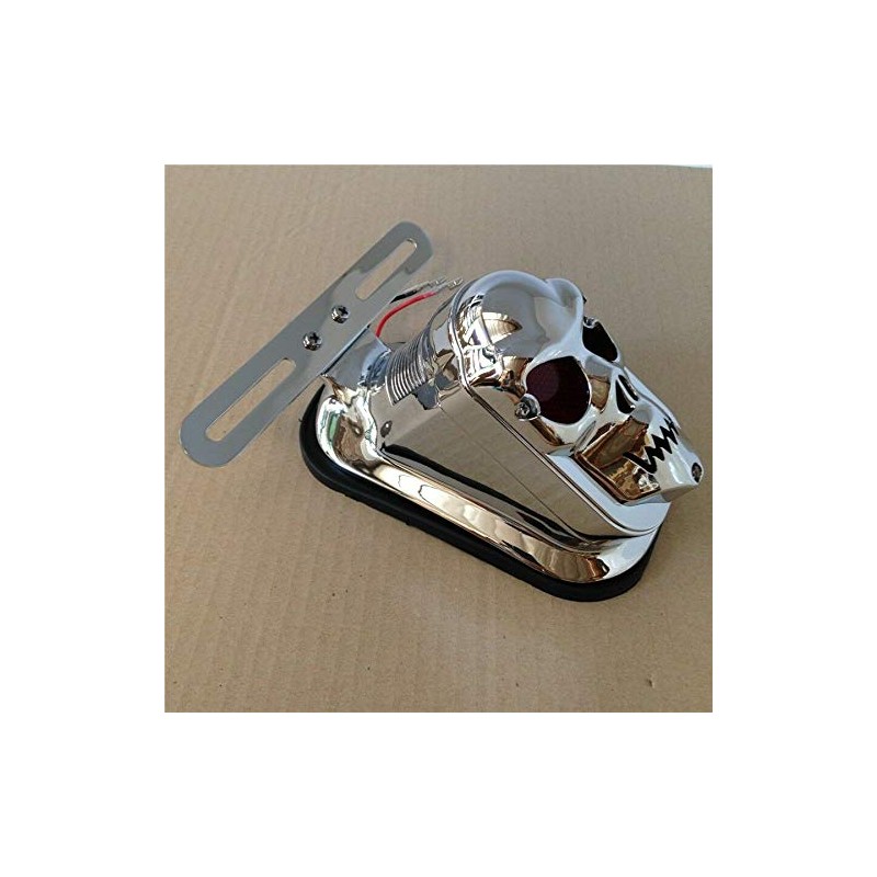 XKMT- Chrome Red Tombstone ABS Plastic Skull Brake Tail Light