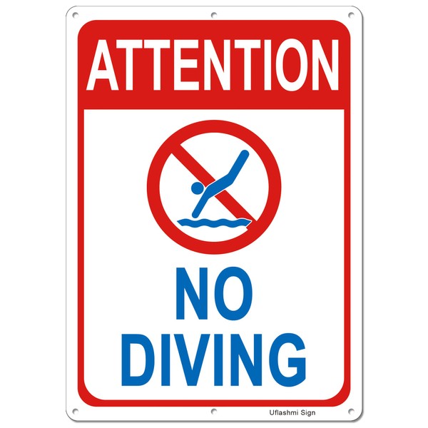 Uflashmi Warning Swim at Your Own Risk Pool Sign, Metal Pool signs for Outdoor, 10X14 in