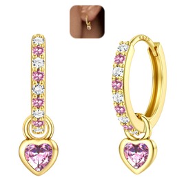 LOLIAS Earrings Silver 925 Hoop Earrings for Women Girls Huggie Hoop Earrings with Heart Small Hoop Earrings Gold with Pendant Hypoallergenic Children's Earrings Silver Girls