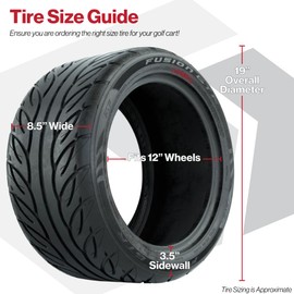 GTW Fusion GTR 19 inch Radial Golf Cart Street Tire | 215/40-R12 | Steel Belted Radial Construciton | No Lift Required | Universal Fitment with 12 inch Wheels