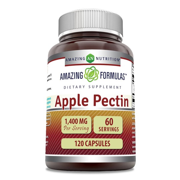 Amazing Formulas Apple Pectin 1400 mg Per Serving Supplement | Capsules | Non-GMO | Gluten Free | Made in USA (120 Count)