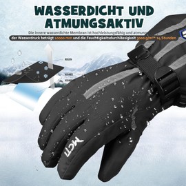 MCTi Children's Ski Gloves Waterproof Warm Snow Winter Gloves Long Cuff Fleece Lined with Reflective Strap Boys Girls