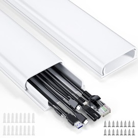 Delamu Canaletas para Cables Pared de 1.6M para 6-8 Cables en Paredes, Solución de Gestión de Cables, Organizador de Cables para TV en Pared, 4X 60MM*20MM*40CM, Blanco