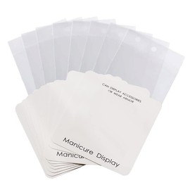 30Pcs Empty Nails Display White Cardboard Nail Tips Display Card Nail Art Color Display Card Finished Fake Nails Display Card Nail Design Display Card With Clear Self Adhesive Bag