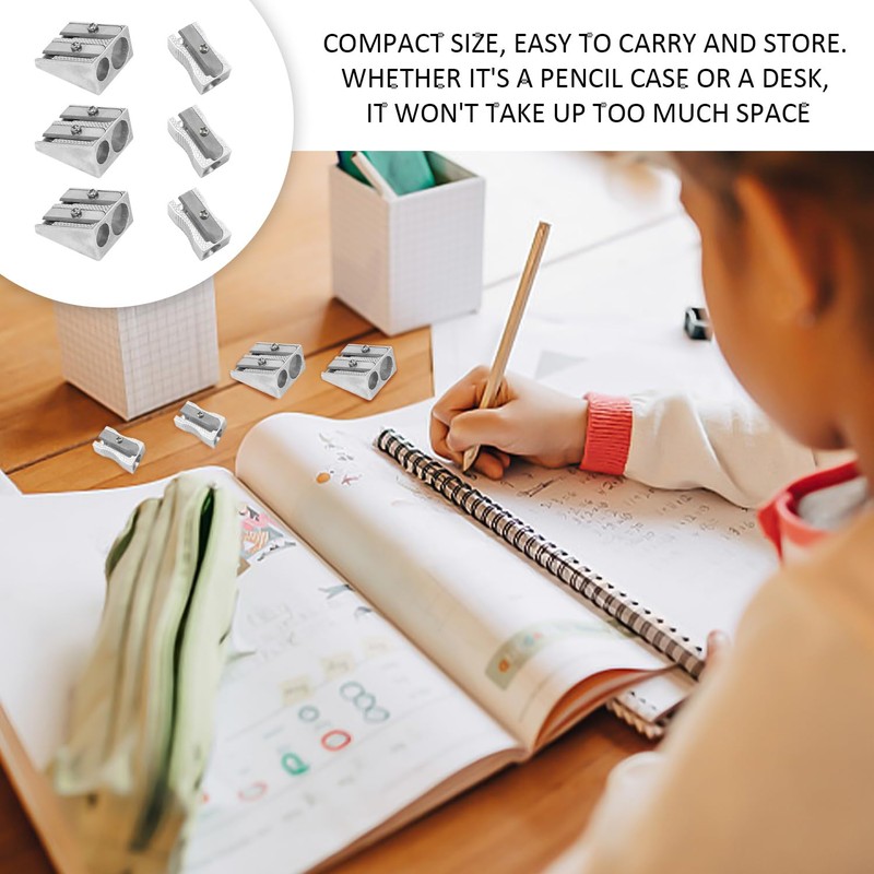 VBRHFRIF 6 Pieces Pencil Sharpener, Single and Double Hole Pencil