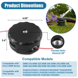 5 Pack String Trimmer Head SRM-225 for Echo Speed Feed 400 SRM-230 SRM225 SRM-210 SRM2100 Echo Weed Eater PAS210 PAS211 PAS225 PAS230 PAS260 Shindaiwa T195S T220 T222 T230 T231 Straight Shaft Trimmer