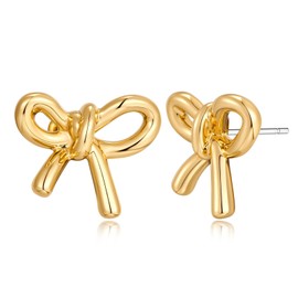 Bow Earrings, Gold Silver Bow Stud Earrings for Women, Bow Jewellery, Women Butterfly Earrings, Bow Earrings, Hypoallergenic Gold-Plated Earrings, Fashion Jewellery Gifts for Women Girls, Sterling