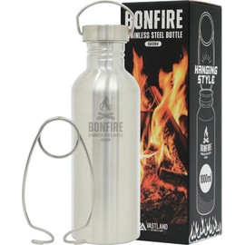 Vastland Bonfire, Stainless Steel Bottle, Direct Fire, Camping, Hot Water Bottle, Includes Hanger for Bottles, Silver, 33.8 fl oz (1,000 ml)