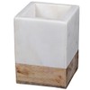 Creative Home Natural Marble and Mango Wood Tumbler Toothbrush Holder,