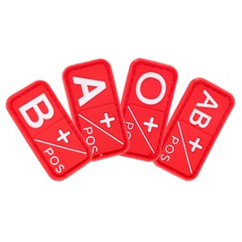 OHPHCALL 4pcs Blood Type Patch Hook and Loop Patches for Emergency Identification