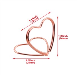 HJGarden 10PCS Rose Gold Table Number Place Card Holders Heart Shape Photo Card Stand Business Card Card Holders Tall Double Heart Shape Steel Photo Holders for Centerpieces Table Place Card Holders