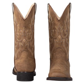 SheSole Square Toe Cowboy Boots for Women Cowgirl Boots Wide Calf Riding Western Boots Brown Size 8